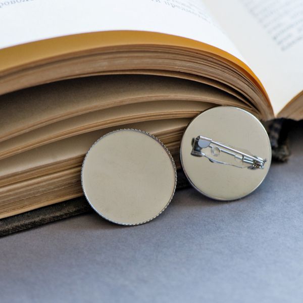 основа для броши "круг", цвет платина, 26x7 мм