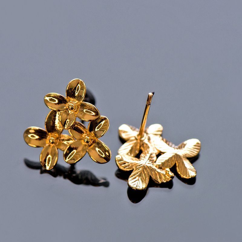 пуссеты "вероника", позолоченные, 14.5x15 мм