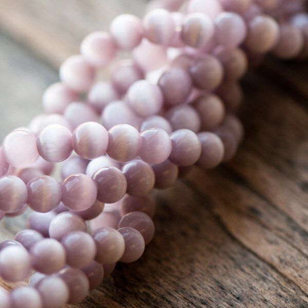 бусина "кошачий глаз", стекло, цвет розовый, 6 мм