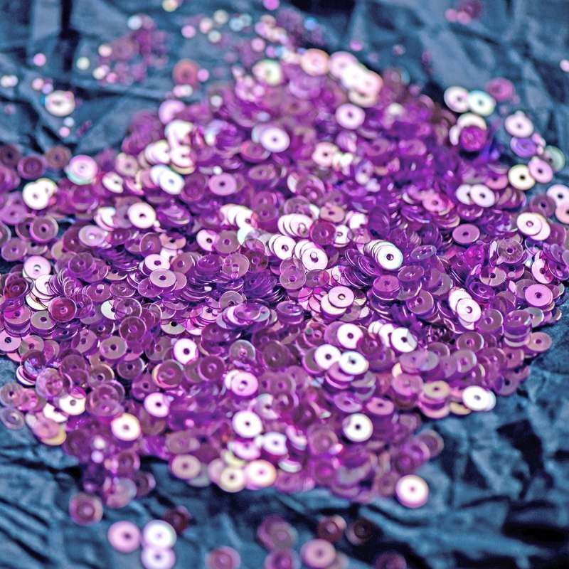 пайетки плоские, фиолетовый перламутр радужный, 4 мм 