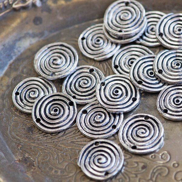 коннектор "спираль", цвет античное серебро, 20x1.5 мм