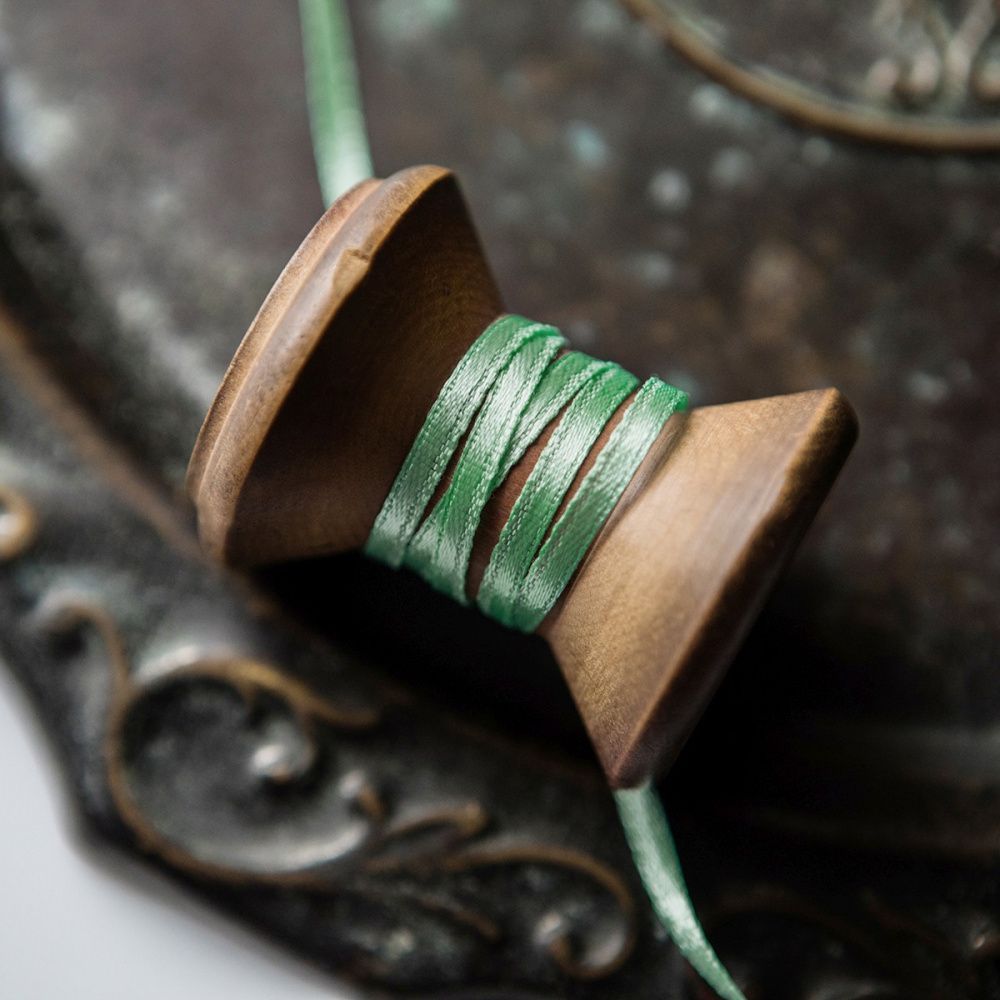 лента, атлас, цвет аквамарин, ширина 3 мм ленты