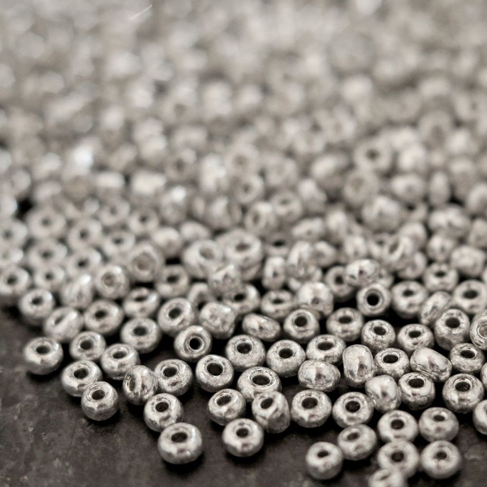 бисер "радуга", цвет металлик платина, 12/0 (уп 7 г)