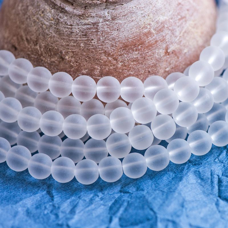 бусина, стекло 10, матовая, цвет белый, 10 мм