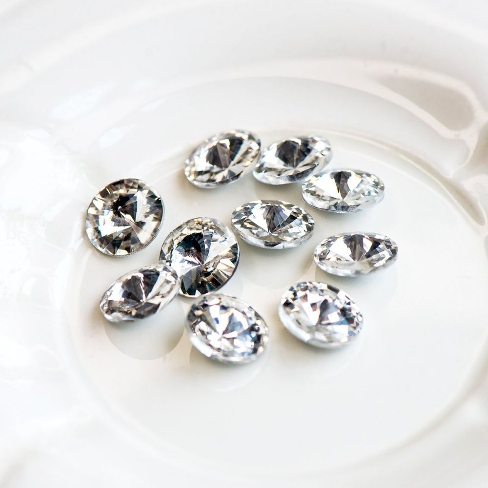 кабошон стекло риволи, цвет cristal, 12 мм