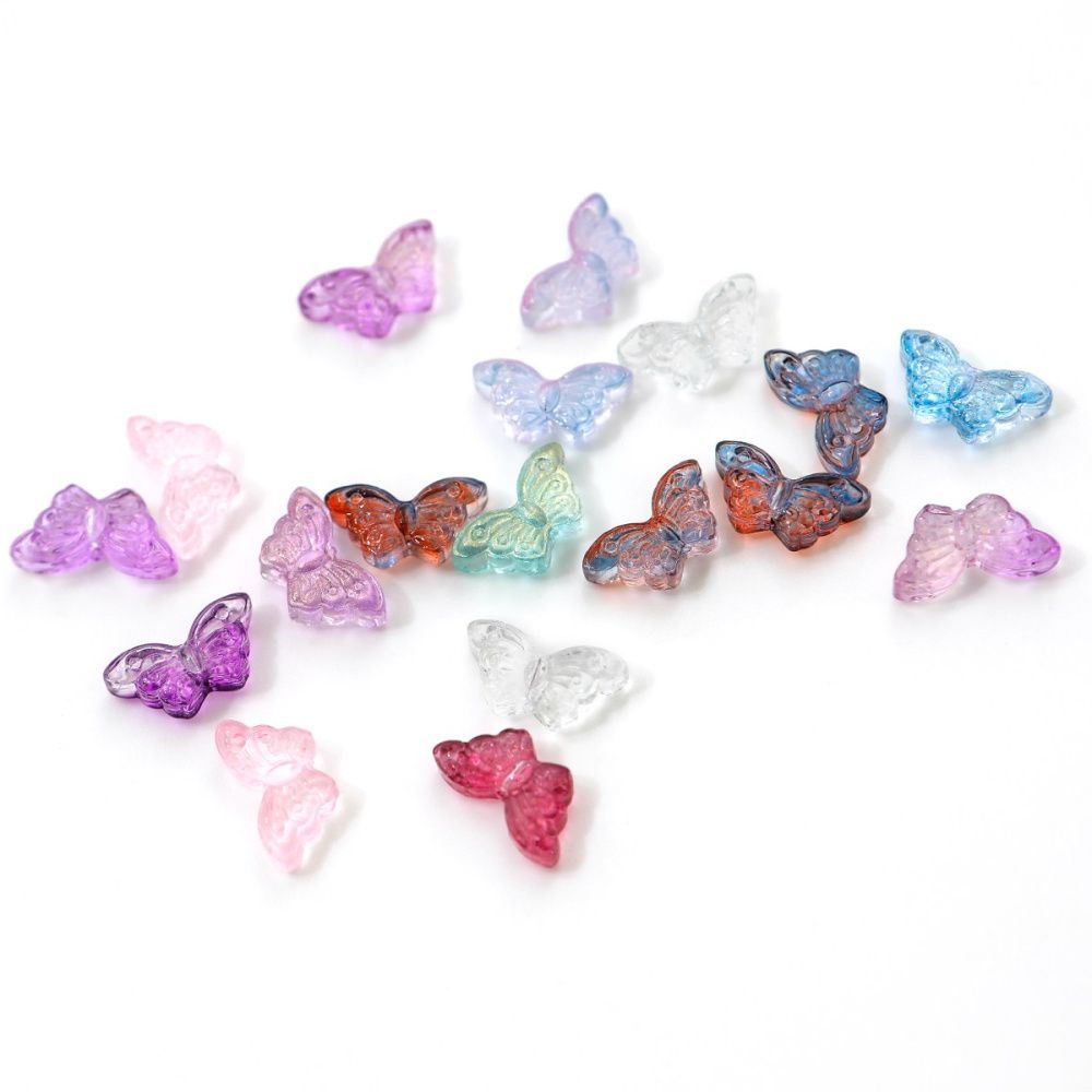 бусина "бабочка ночная", стекло, цветовой микс, 15x8x4.5 мм