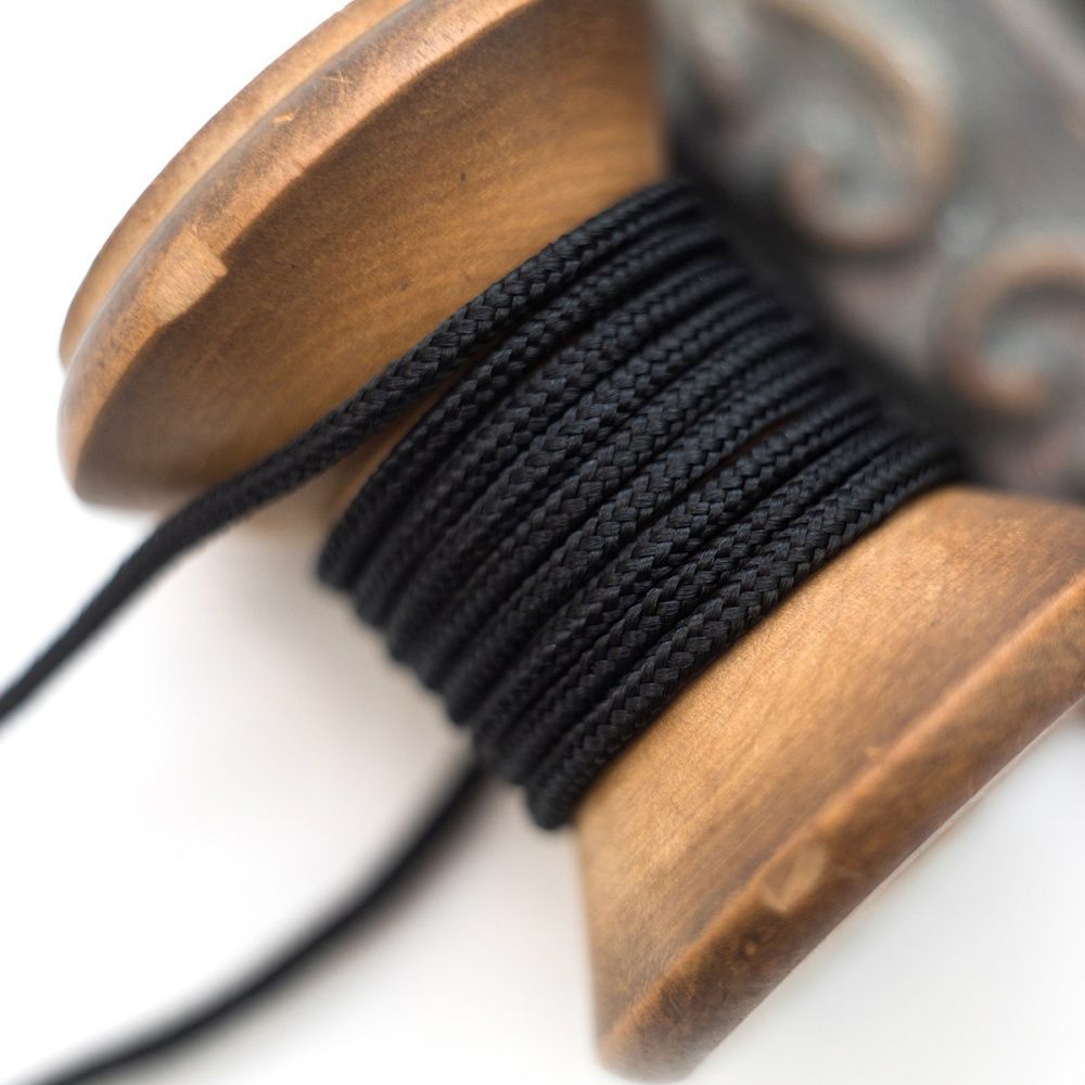 шнур, полиэстер, паракорд, цвет черный, 2 мм  