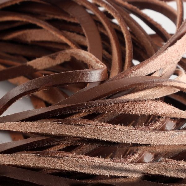 шнур кожаный, плоский, цвет коричневый, 6х2.5 мм