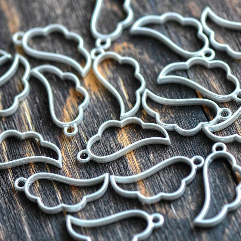 сеттинг-рамка "крыло", цвет матовое серебро, 36x17x3.5 мм