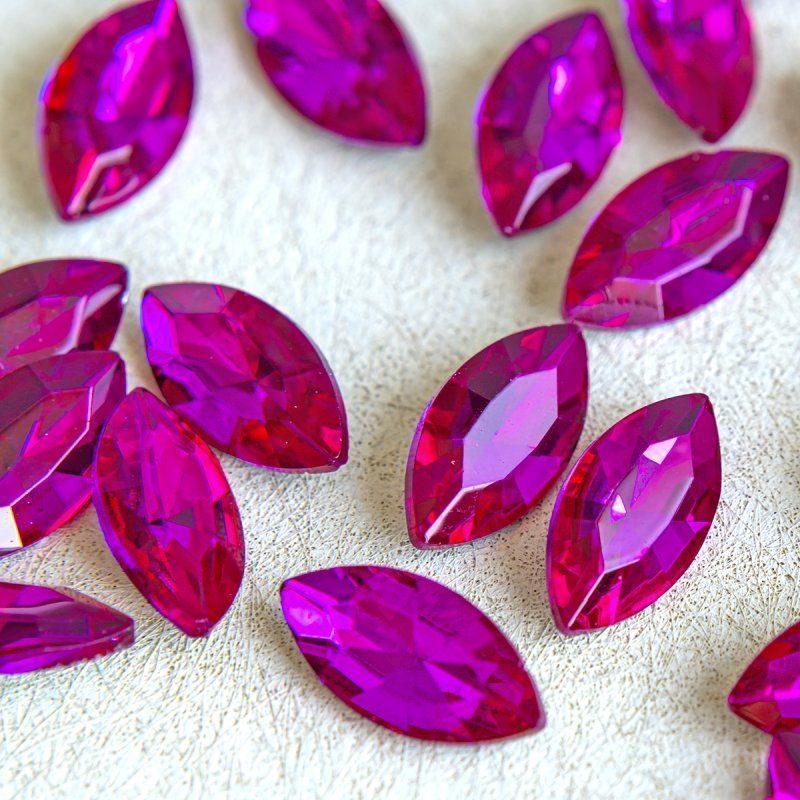 кабошон стекло кристалл, navette, цвет rose, 18х9 мм