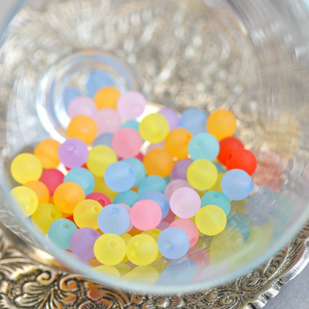 бусина, акрил 8, матовая, цветовой микс, 8 мм