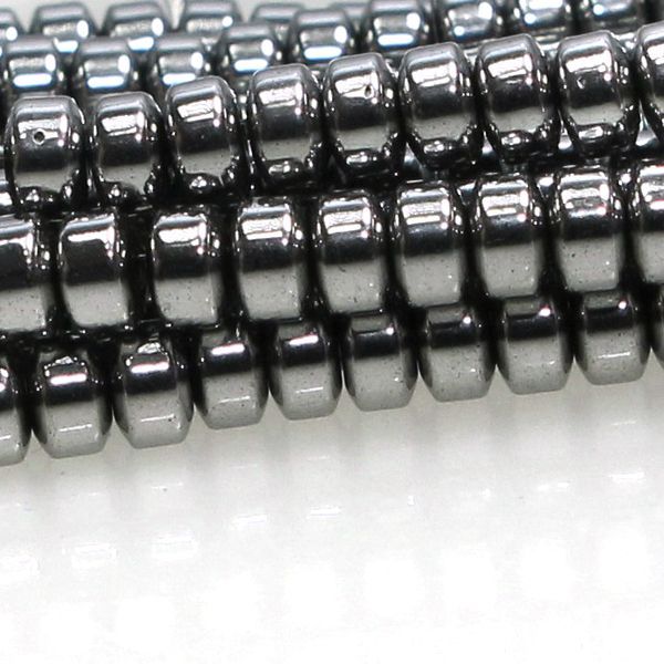 бусина гематит немагнитный, рондель, цвет черный, 6х4 мм