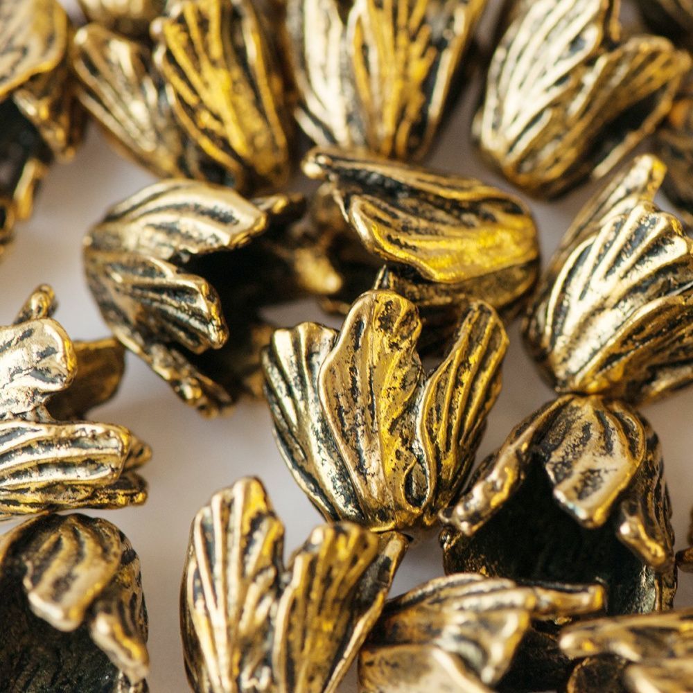 шапочка для бусин "тюльпан", цвет античное золото,  16x18x18 мм