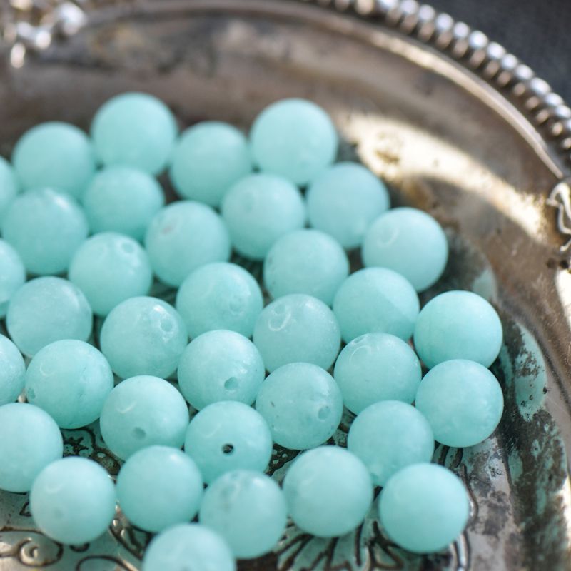 бусина имитация аквамарина, матовая, цвет аквамариновый, 10 мм (стренд 10 шт.)
