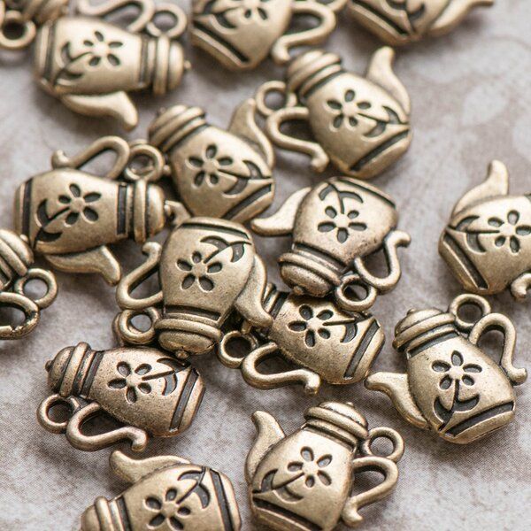 подвеска металлическая "чайник", цвет античная бронза, 13х13х3 мм