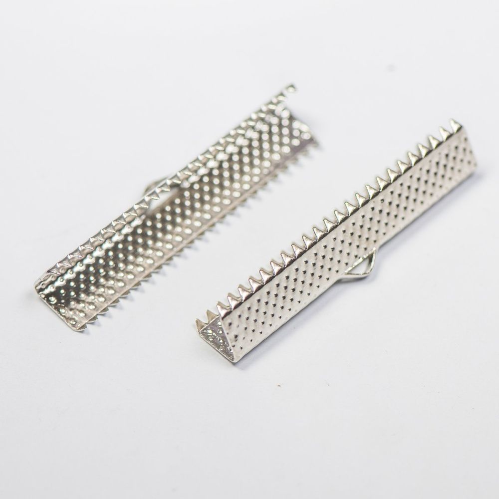 зажим для ленты, цвет платина, 35x8х5 мм