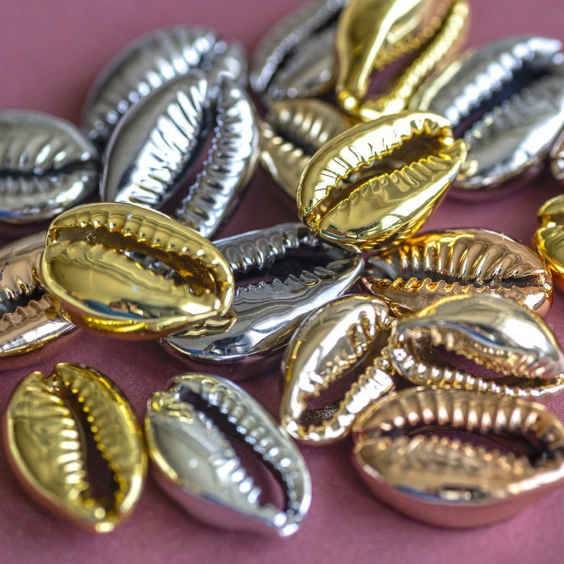 подвеска металлизированная "каури", цветовой микс, размерный микс