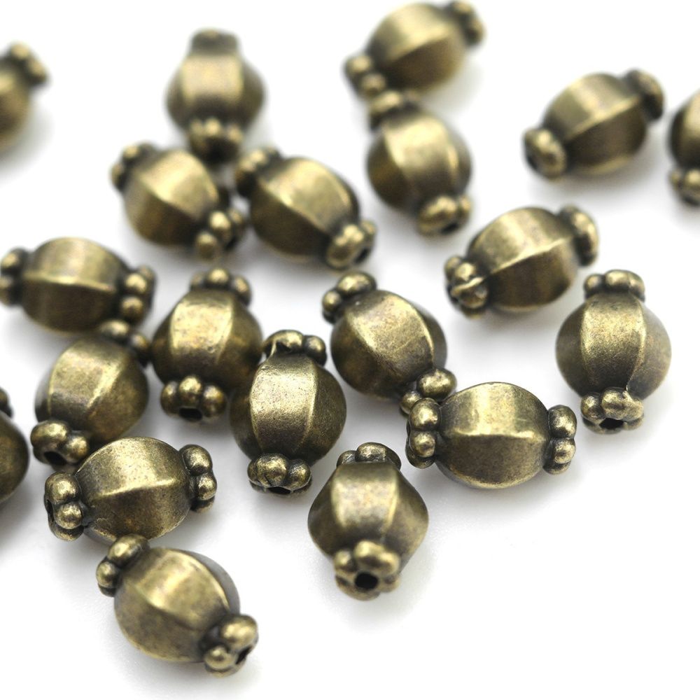 бусина, металл "бонбон", цвет античная бронза, 10х7 мм
