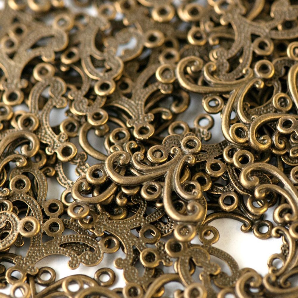 коннектор "завитушки", цвет античная бронза, 27х21х1.5 мм