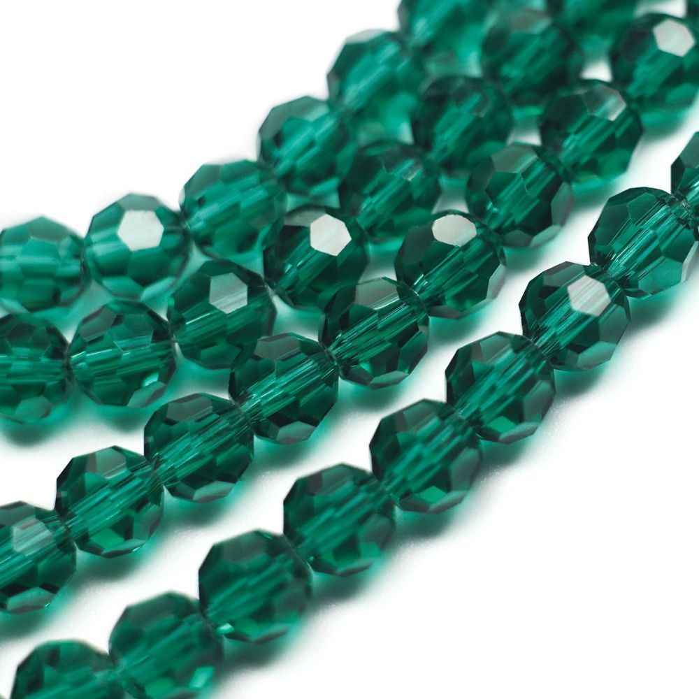 бусина, стекло 6, граненая, цвет морской волны, 6 мм