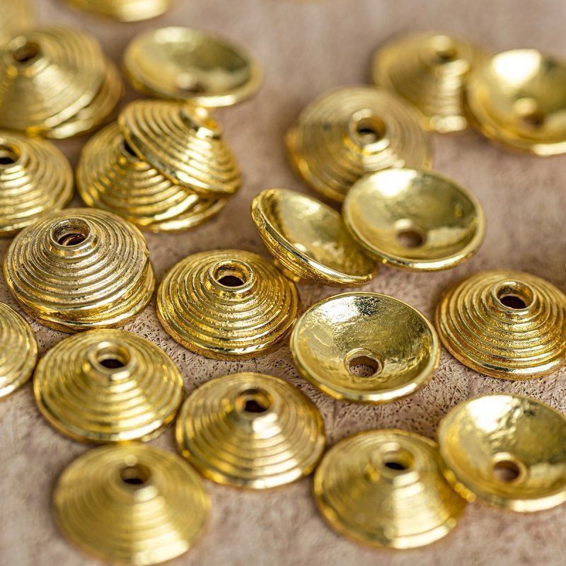 шапочка для бусин "диск", цвет золото, 10х3 мм
