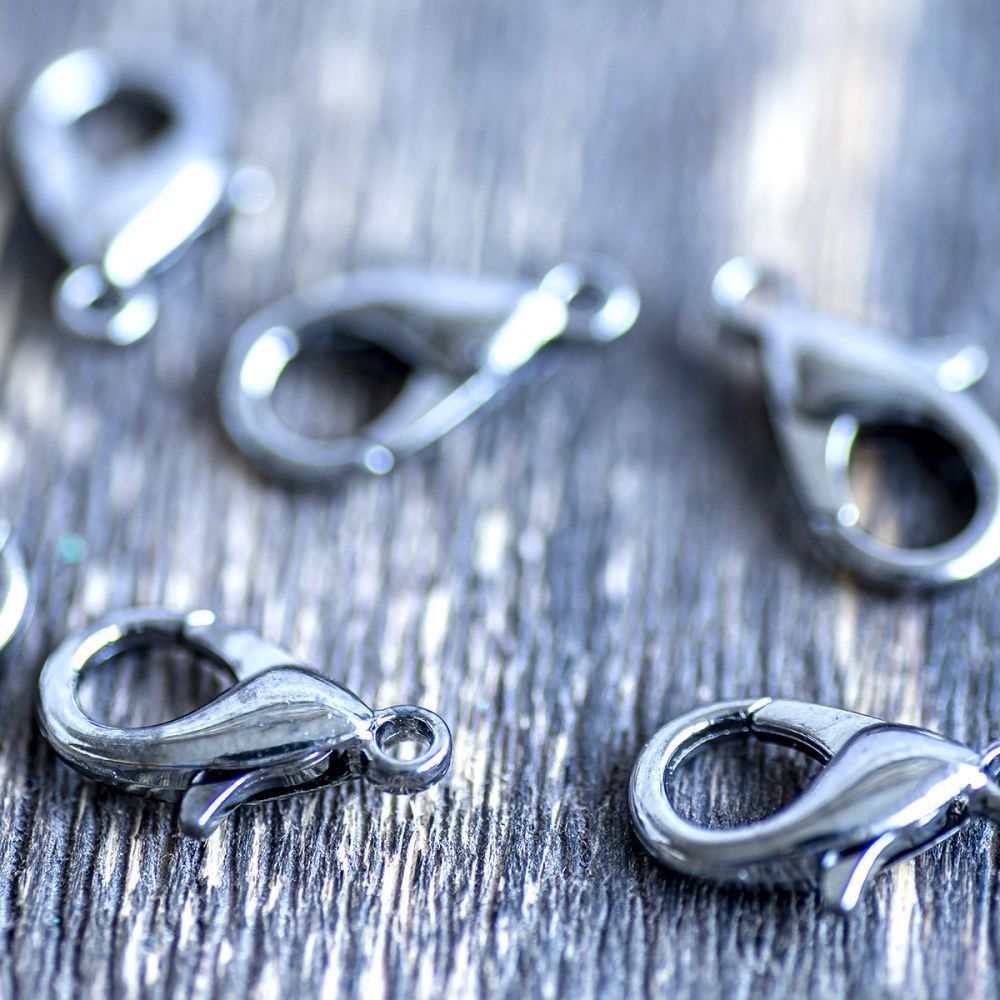 Замочки замочек-лобстер, цвет черный, 16х8 мм