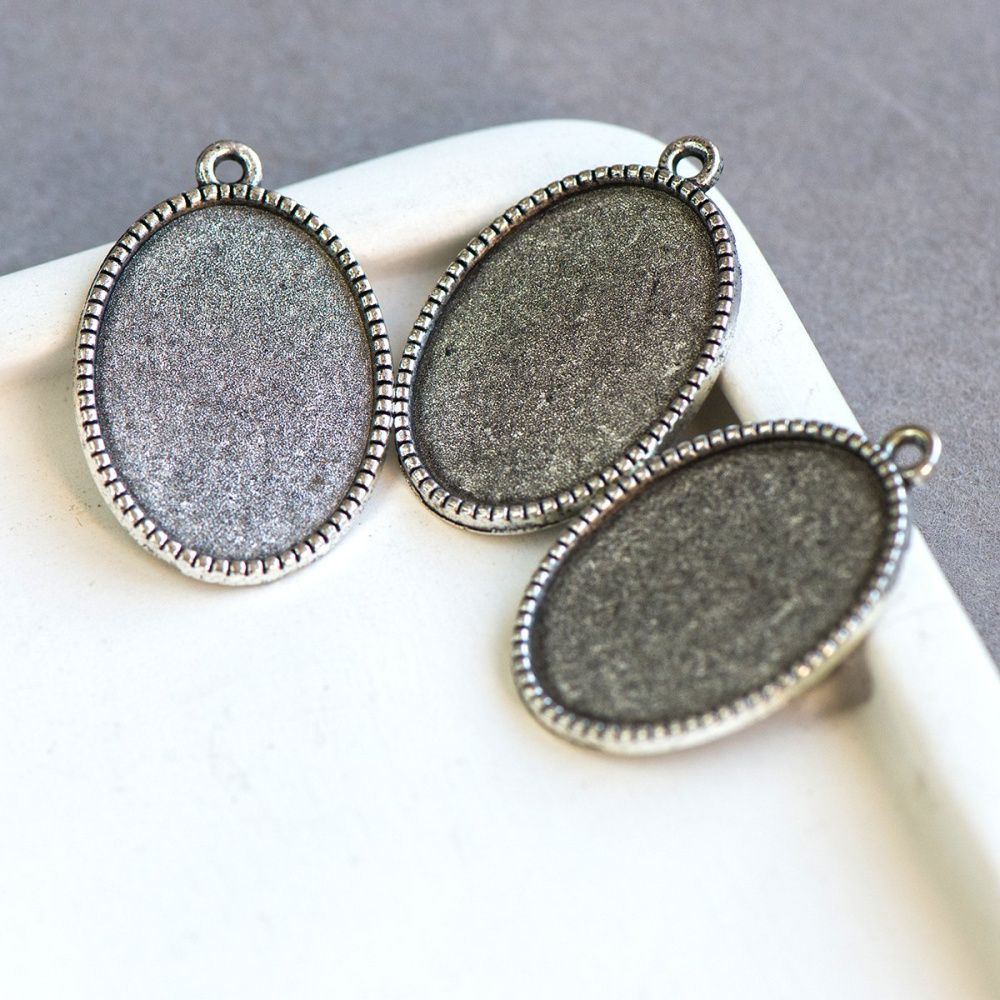 сеттинг овальный "симпл", цвет античное серебро, 31х21х2 мм