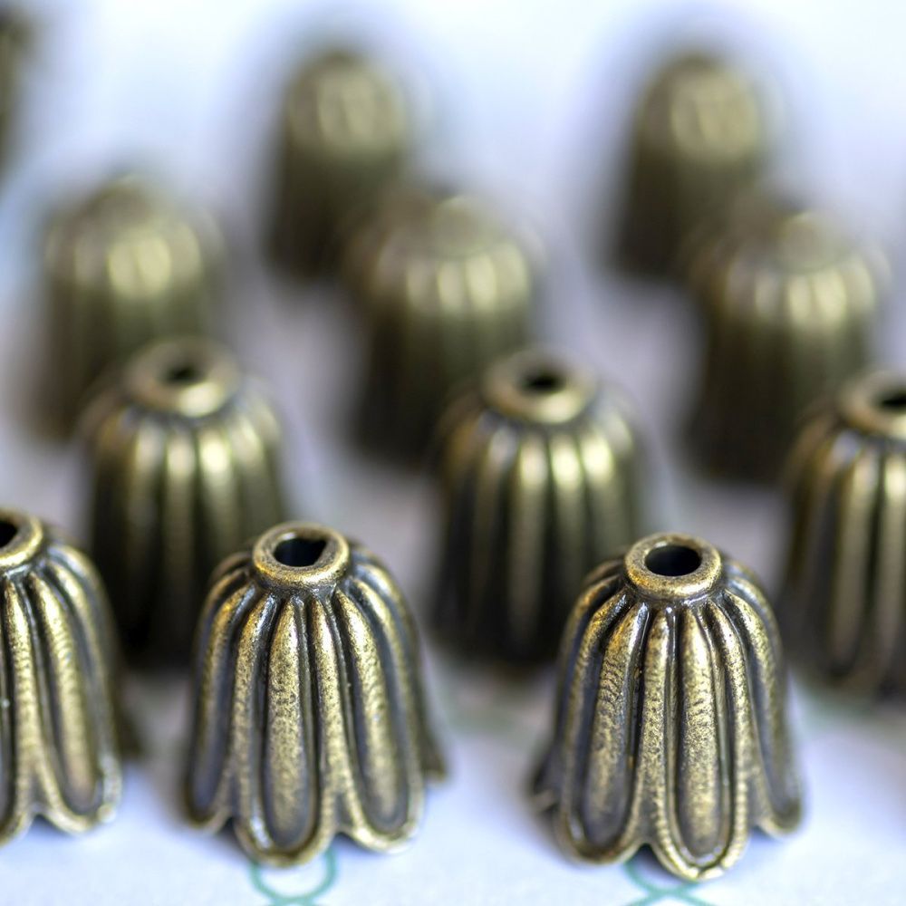 колпачок для бусин "ландыш", цвет античная бронза, 10x10 мм