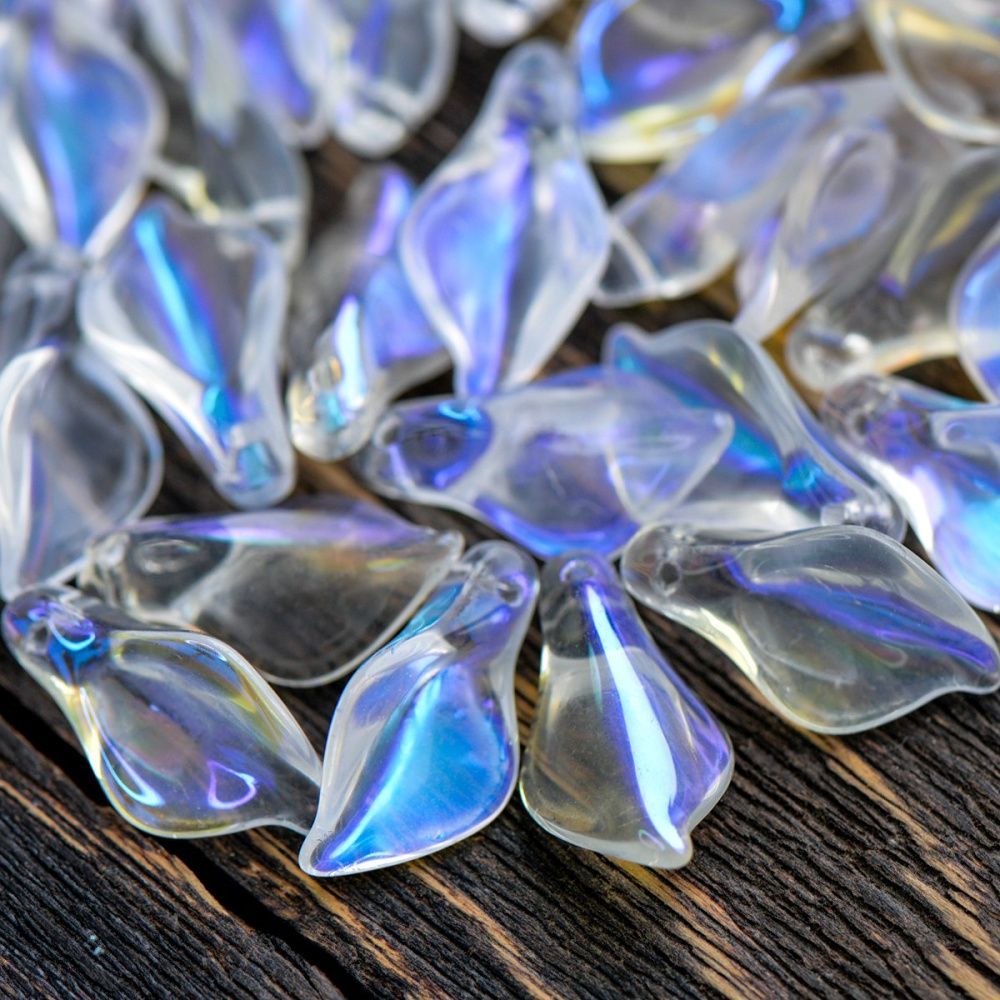 подвеска стеклянная "кала", цвет прозрачный/радужный, 20x10.5x6 мм