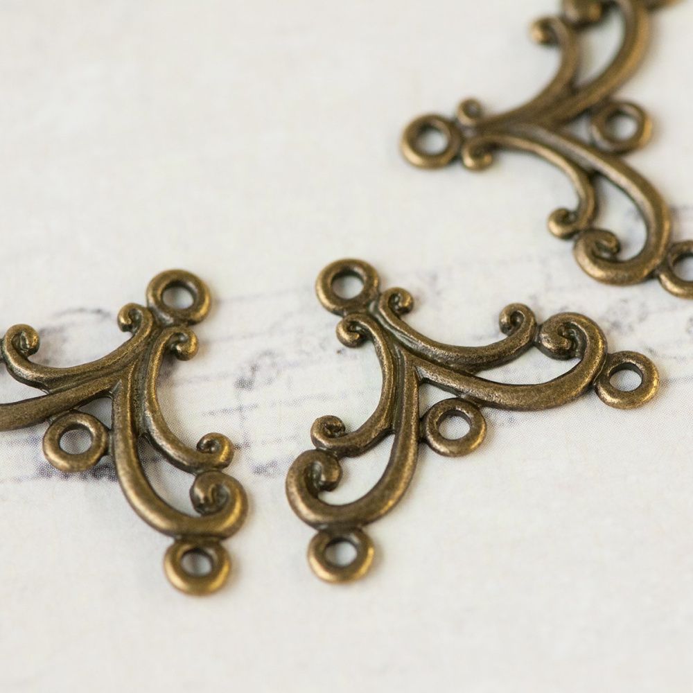 коннектор "завитушки", цвет античная бронза, 27х21х1.5 мм