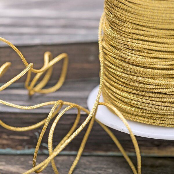 шнур нейлоновый, металлик, цвет золото, 0.8-0.9 мм