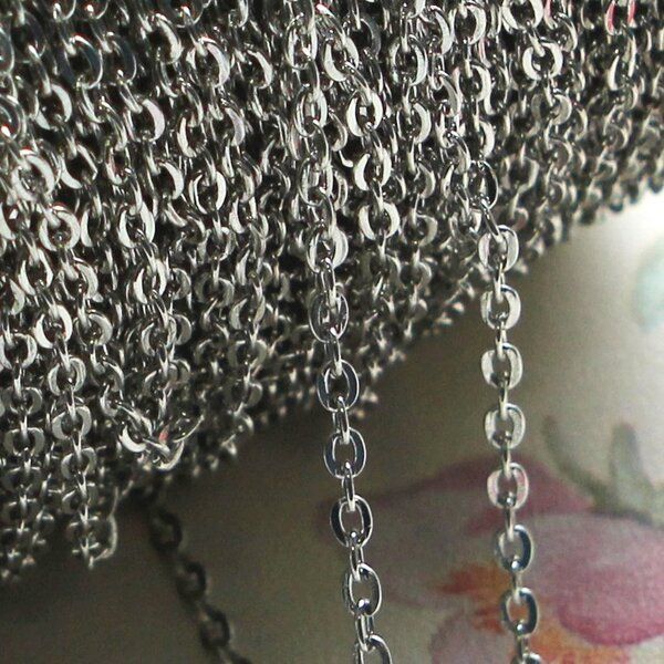 цепочка "овал", цвет платина, звено 3х2х0.5 мм