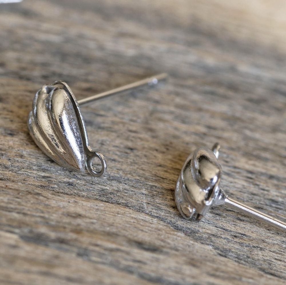 пуссеты "ракушка", цвет платина, 15х9х5 мм