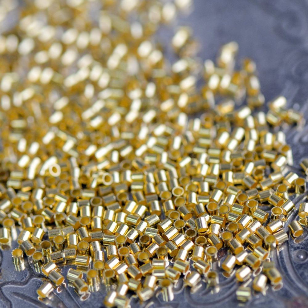 кримп-трубочка, цвет золото, 1.5x1.5 мм