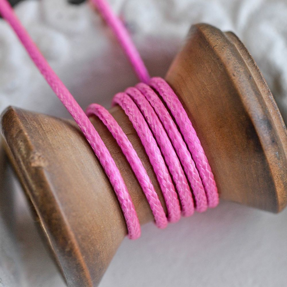 шнур вощеный, цвет темно-розовый, 2 мм