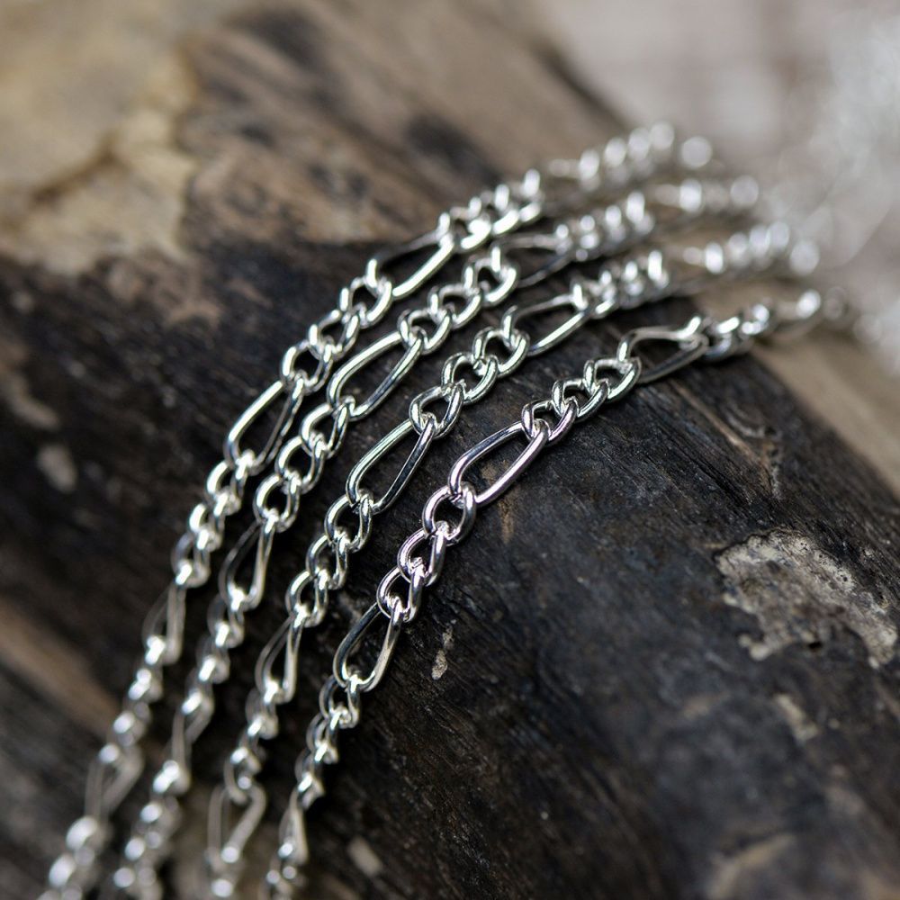 цепочка "фигаро", цвет серебро, звено 3.5x0.8 мм