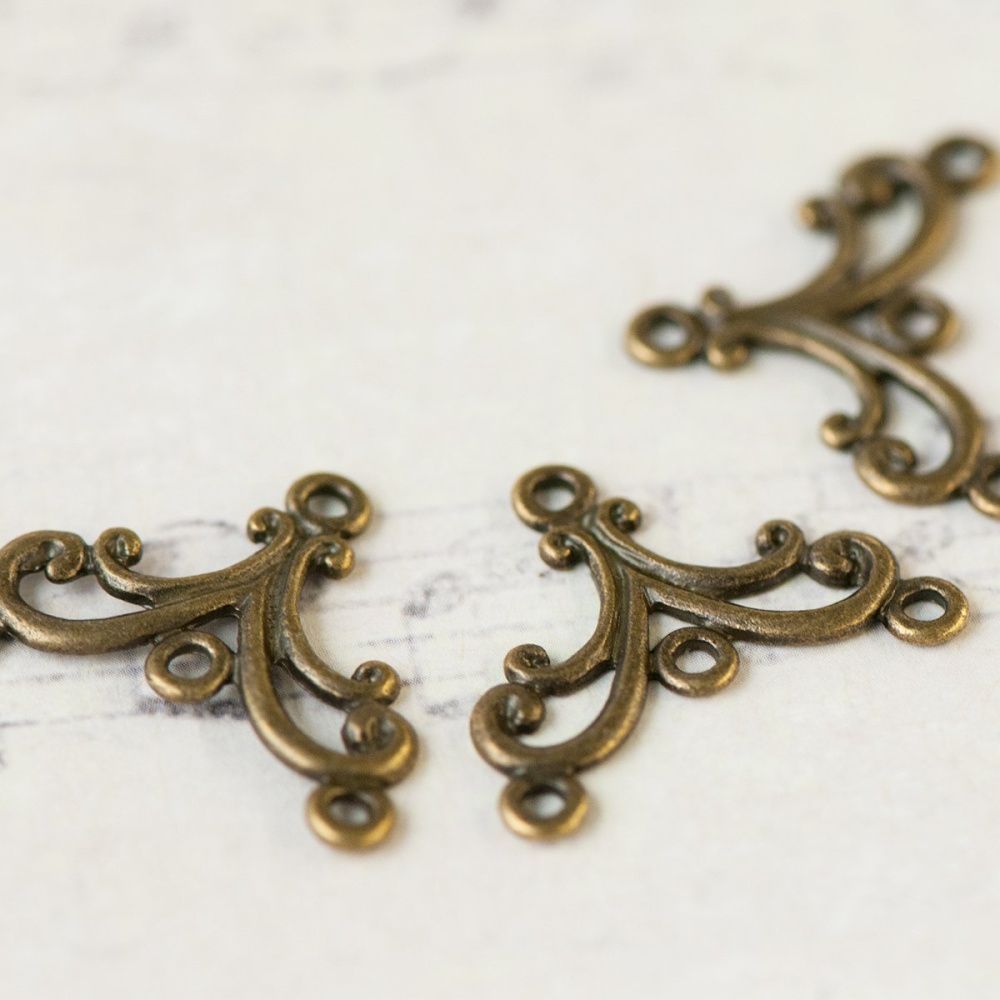 коннектор "завитушки", цвет античная бронза, 27х21х1.5 мм