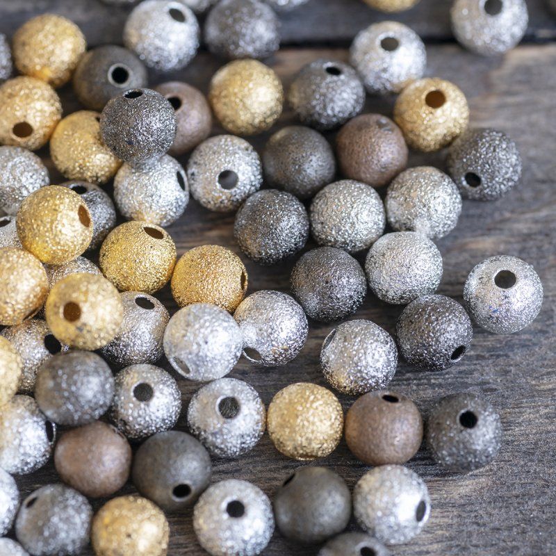 бусина, металл "звездная пыль" 6, цветовой микс, 6 мм