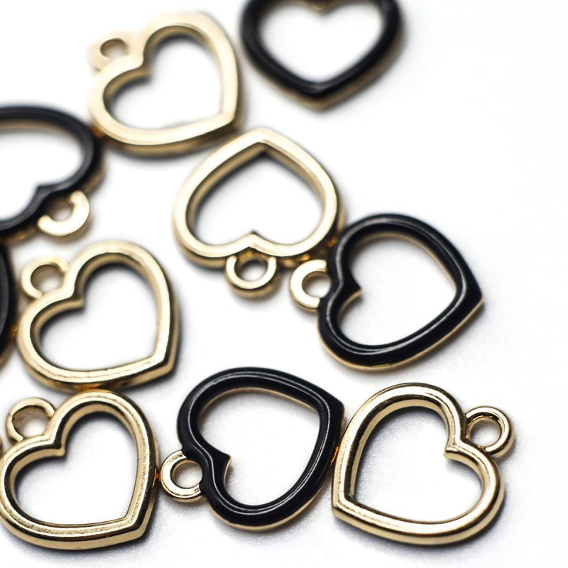 подвеска металлическая "сердечко", эмаль, цвет черный, 14x13x1.6 мм