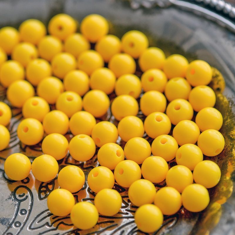 бусина, акрил 8, цвет желтый желтковый, 8 мм