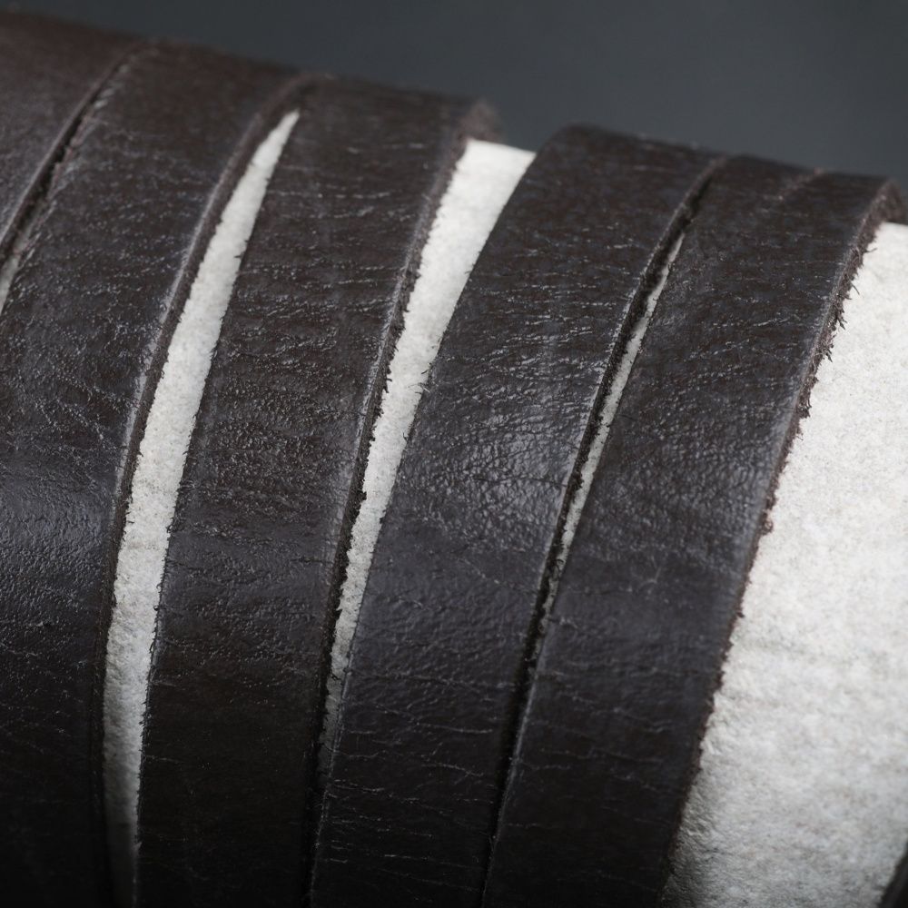 шнур кожаный, плоский, цвет коричневый, 10х2.5 мм