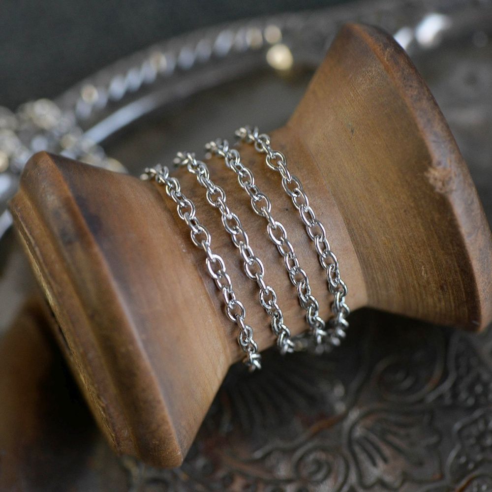 цепочка "кросс", цвет платина, звено 3x2x0.5 мм