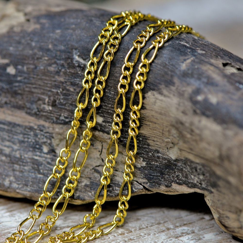 цепочка "фигаро", цвет золото, звено 3.5x0.8 мм