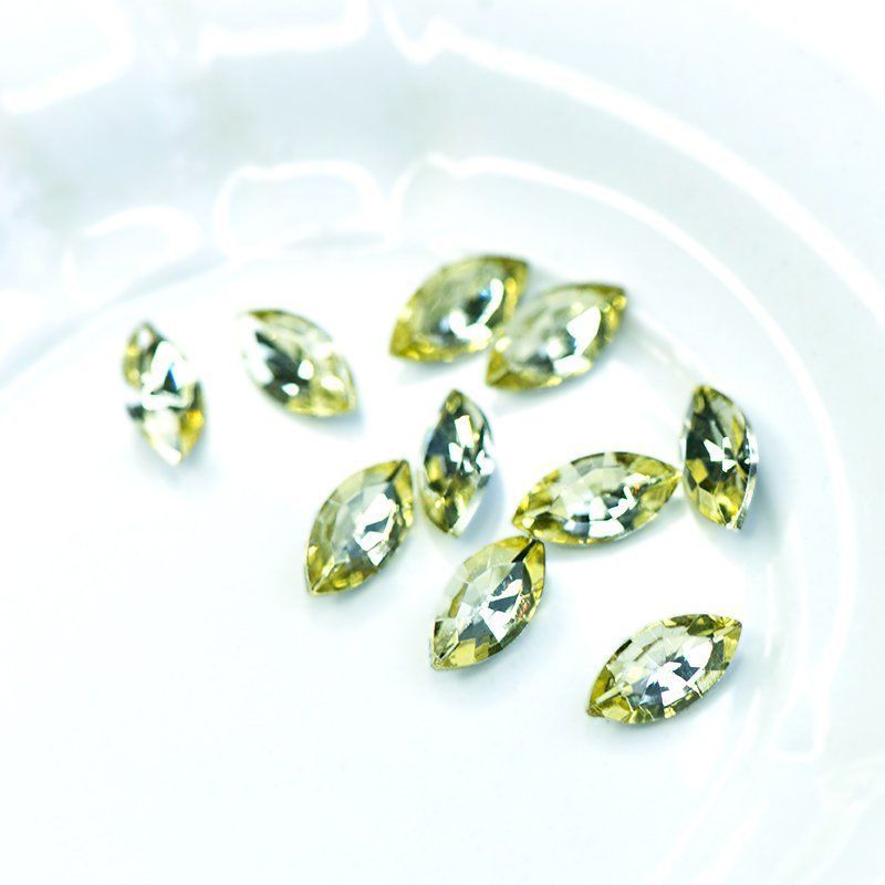 кабошон стекло кристалл, navette, цвет jonquil, 12х6 мм