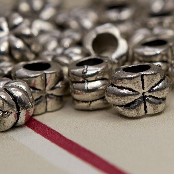 ес бусина металл "цветок", цвет античное серебро, 12х8х7 мм