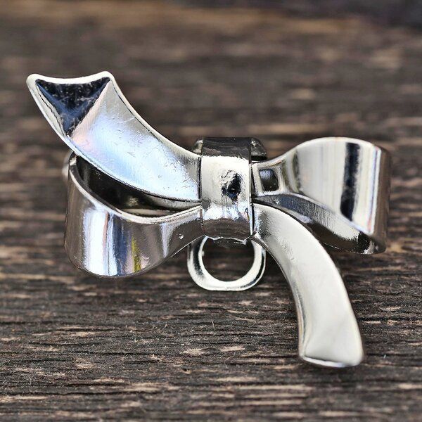 основа для броши "бантик", цвет платина, 28х17 мм