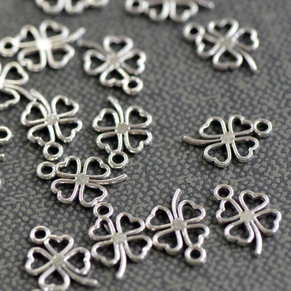 подвеска металлическая "клевер", цвет античное серебро, 17x11x1.5 мм