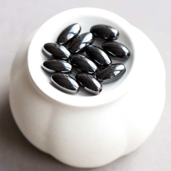 бусина гематит немагнитный, рис, цвет черный, 12х7 мм