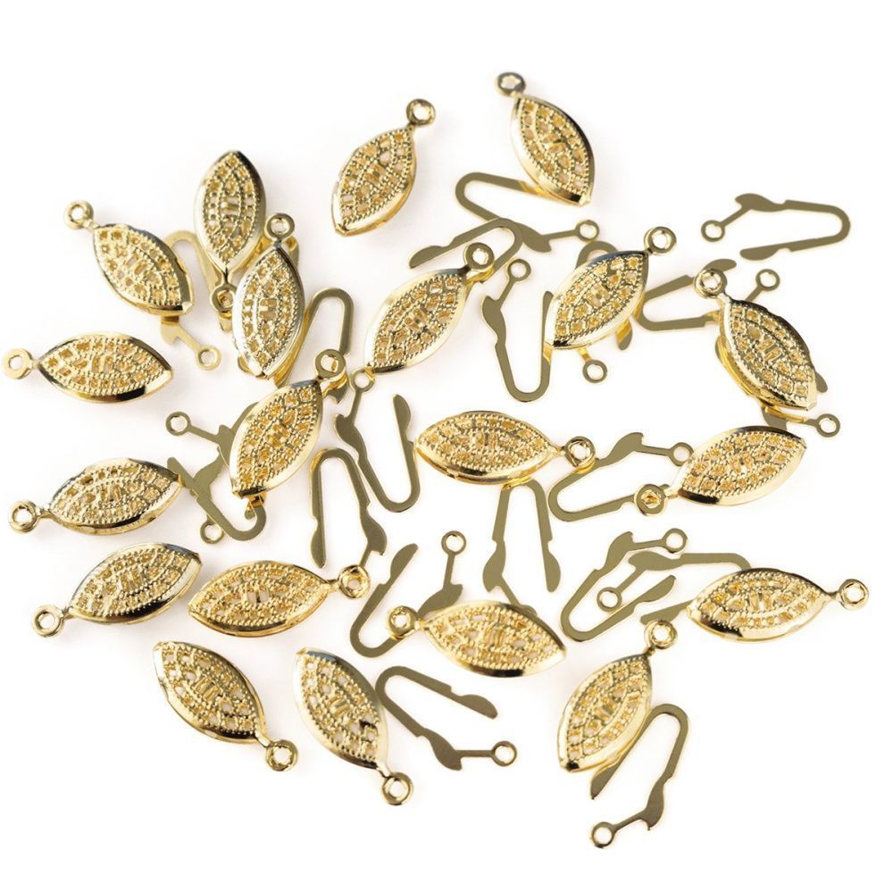 замочек-рыбка для жемчуга, позолота, 22x7x3.5 мм