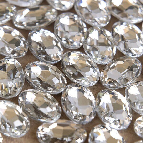 кабошон стекло кристалл, овальный, цвет cristal, 18х13 мм